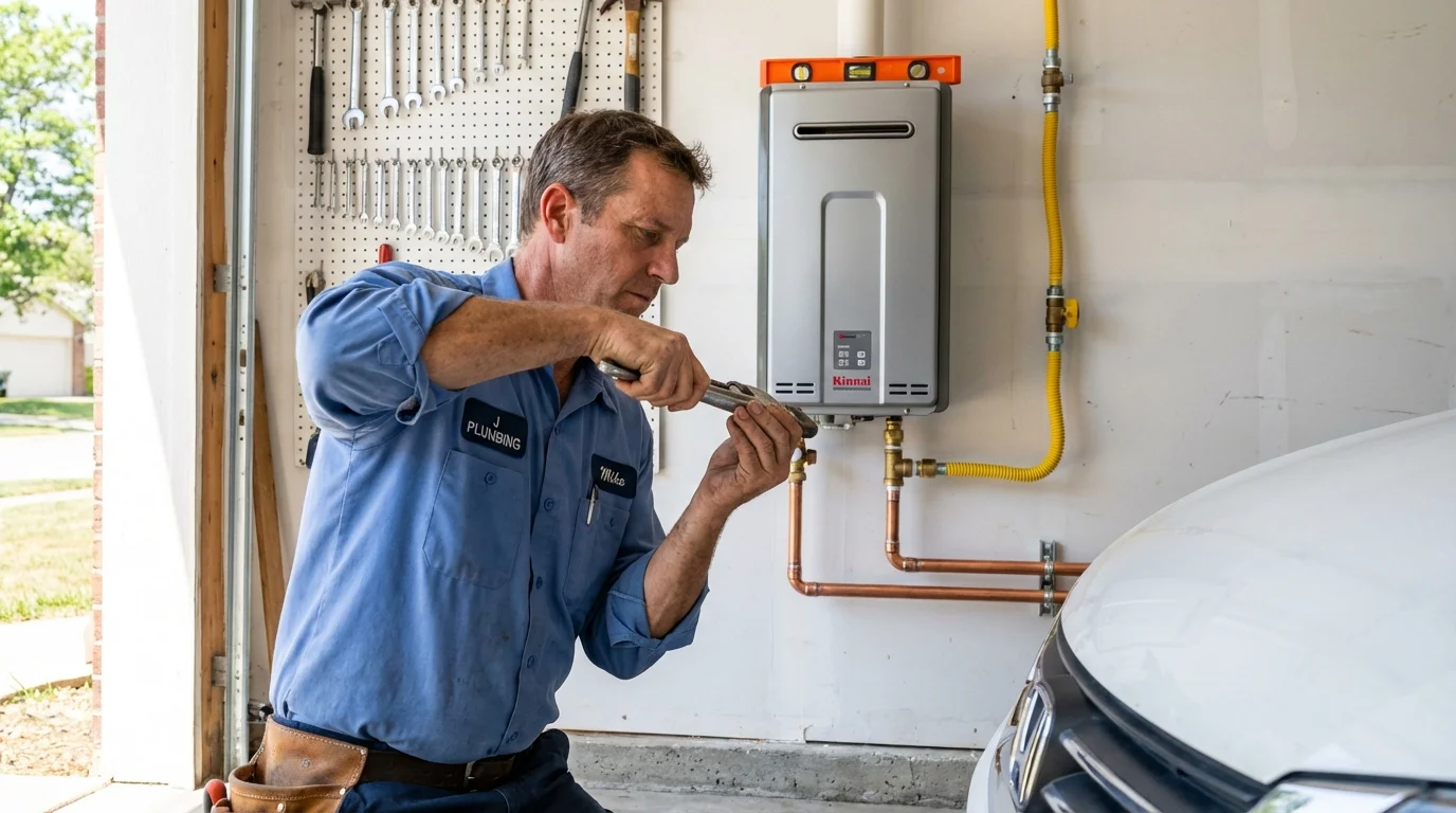 Tankless water heater installation by a Johns Plumbing LLC plumber in Carey